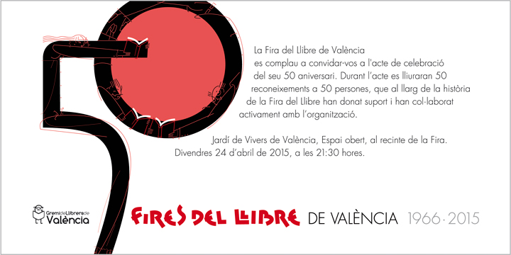 INVITACIóN, 50 ferias del libro de Valencia, diseño Paco Giménez