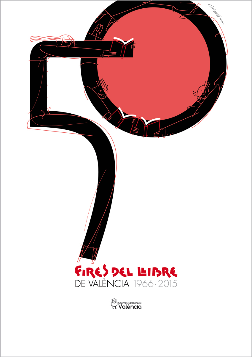 LÁMINA 50 Ferias del Libro de Valencia, diseño Paco Giménez