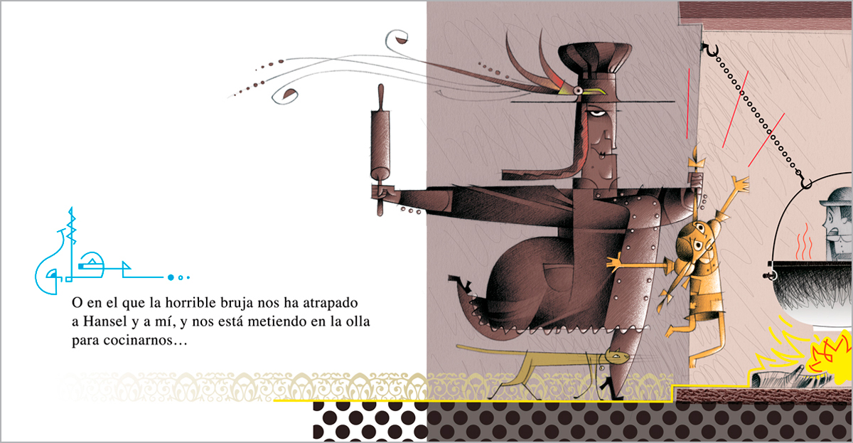 bruja del chocolate, Hansel y Gretel, ilustración Paco Giménez