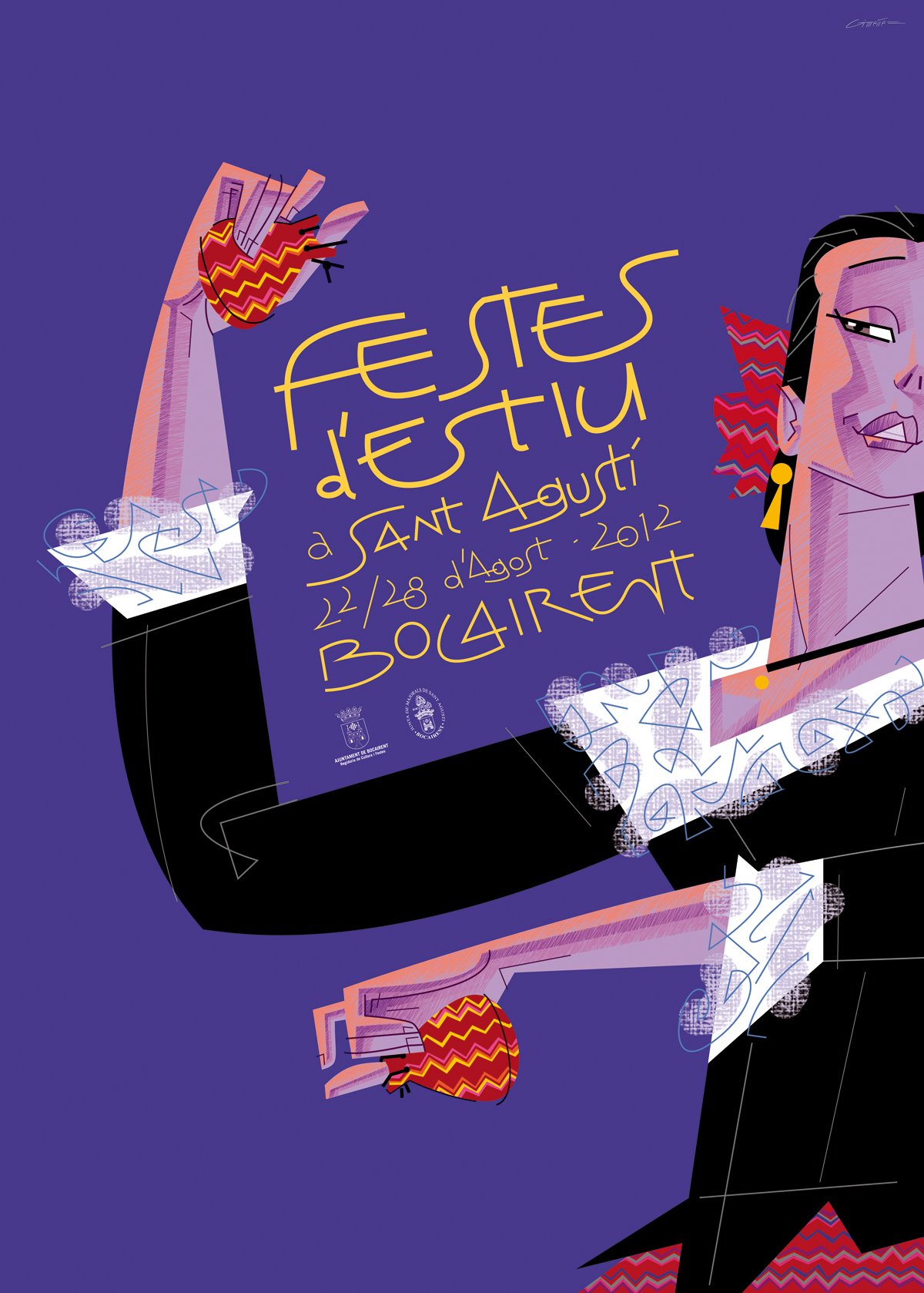 cartel Festas de estio, Bocairent 2012, diseño Paco Giménez
