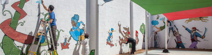 Mural per a un centre escolar de la Creu Roja