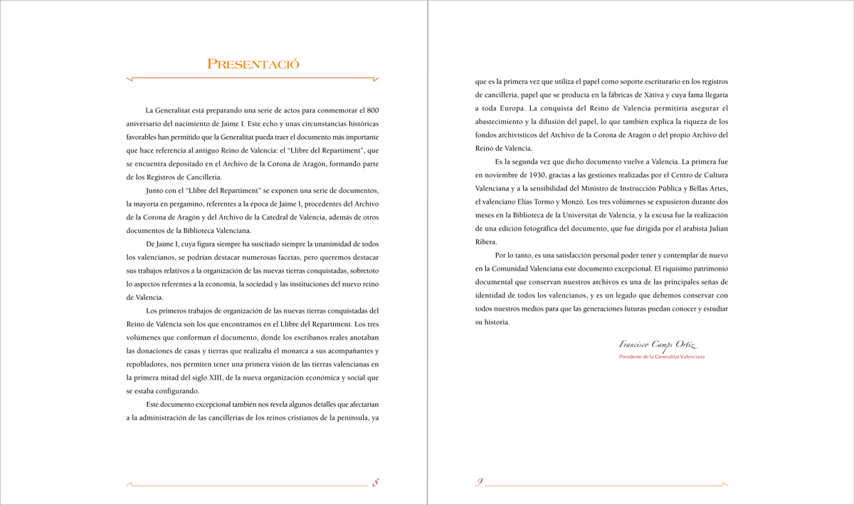 paginas de cortesia - Llibre del Repartiment (Jaume I), diseño Paco Giménez